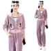 Trendy Hooded Cardigan & Wide-Leg Pants Set – Slimming Acrylic Lounge Wear (M-4XL, Pink/White)_ecoleips.com