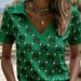 Women's V-Neck Short Sleeve T-Shirt 3D Printed Casual Soft Cotton-Like Fabric Tee in 2 Colors S-5XL_ecoleips.com