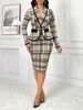 Women's Clothing Plaid Print Two Piece Set American Style Simple Jacket Skirt Ensemble Spring/Autumn Summer_ecoleips.com