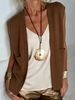 Plus Size Open-Front Knit Vest, V-Neck Sleeveless Cardigan With Pockets, Loose Casual Layering Top For Women_ecoleips.com