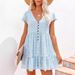 2024 European And American Spring/Summer Independent Website V-neck Buttoned Small Floral Short-sleeved Loose_ecoleips.com