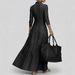 Retro American Style Women's Denim Dress High Waist Cinching Long Summer Fashion Dress_ecoleips.com