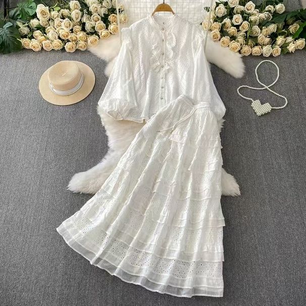 French Style Women's Two Piece Set Printed Padded Tube Top Bra With Camisole High Waist Slim Fit Skirt Spring/Summer_ecoleips.com