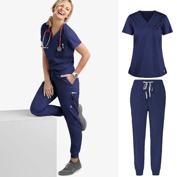 Women's Clothin Washing Clothes Split Suit Short Sleeves Hand Washing Clothes Female Pet Beauty Doctor Work Clothes Medical Nursing Clothes_ecoleips.com