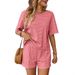 European And American Style Women's Knitted Striped Fashion Casual Shorts Sports Suit Summer New Arrivals Cross Border Clothing for Women_ecoleips.com