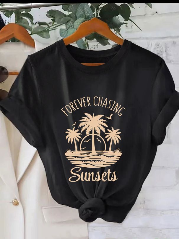 Women's Casual Short Sleeve T-Shirt - Soft Cotton Blend Relaxed Fit Tee With Minimalist Design For Everyday Comfort And Style_ecoleips.com