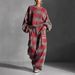 Vintage Grunge Checkered Tracksuit Set – Oversized Streetwear Joggers & Hoodie With Contrast Stitching (Blue-Grey/Red-Grey, S-5xl)_ecoleips.com