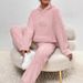 In-stock European American Cross-border 2025 Autumn Winter Solid Color Women's Two-piece Set: Hooded Long-sleeve Top_ecoleips.com