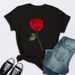European And American Cross-border Foreign Trade Women's Clothing, Heart-shaped Floral Print Round-neck Short-sleeve_ecoleips.com