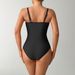 Women's Solid Color One-Piece Swimsuit High Cut Removable Soft Cup Tummy Control Adjustable Straps Black Blue Navy S-Xxl_ecoleips.com