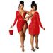 Dress Women's Sequined Backless Dress Nightclub With Lingerie Long Sleeved Dress Two-piece Set_ecoleips.com