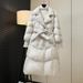 Elegant Women's Trench Coat Down Jacket With Slim Fit, Double Breasted, Waist Belt & Long Length For Winter Fashion_ecoleips.com