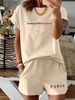 Women’s 2 Piece Outfit Set – Oversized Graphic T-Shirt And Biker Shorts Matching Set, Casual Summer Lounge Tracksuit For Daily Wear-308_ecoleips.com