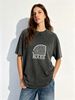 Women's Vintage Casual Tee, Washed Texture Loose Fit Summer Essential_ecoleips.com