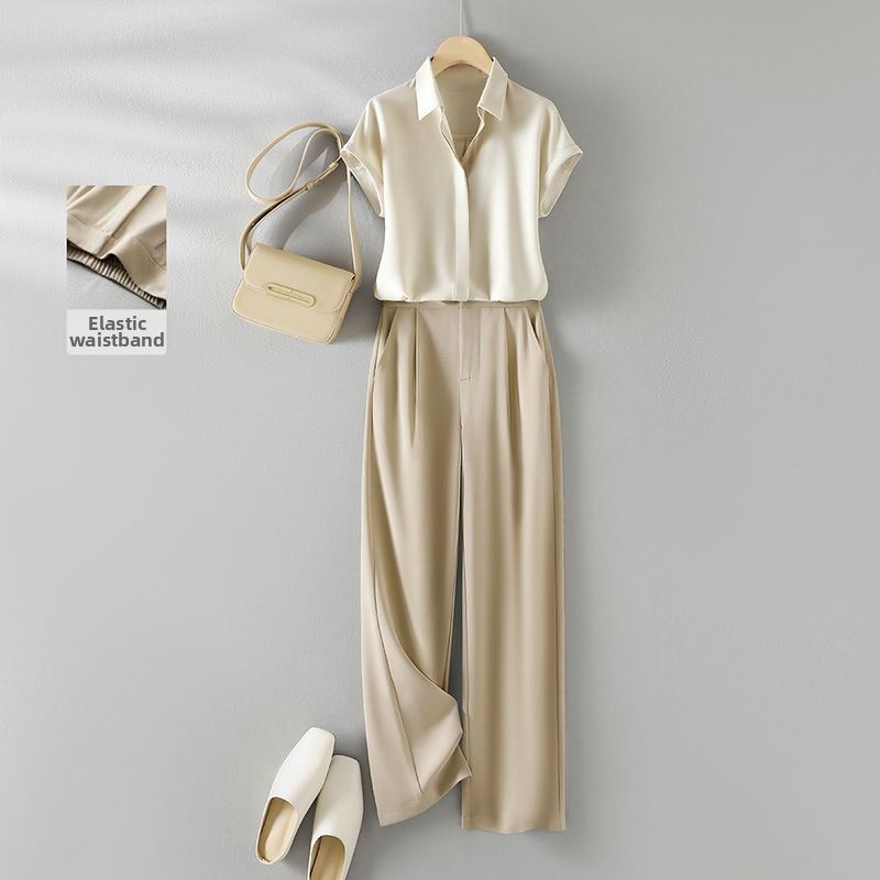 Women's Minimalist Office Wear Set - Elegant Summer Professional Shirt And Trousers Two-Piece Outfit_ecoleips.com