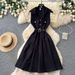 Sophisticated V-Neck Shift Dress For Women, Sleeveless A-Line Midi Dress With Notched Collar, Elegant Bodycon Office Dress_ecoleips.com
