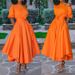 New Spring And Summer European And American Women's Clothing Shoulder Lace-up Waisted Slim-fit Mid-length Dress_ecoleips.com