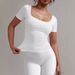Summer Women's U Neck T-Shirt Simple Casual Versatile Fashionable Pullover Slim Fit Short Sleeve New Style_ecoleips.com