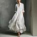 French Style Flowy Maxi Shirt Dress - Lightweight Summer Dress With Full Skirt For Women_ecoleips.com