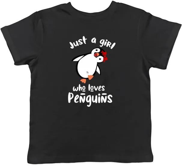 Women's T-Shirts Just A Girl Who Loves Penguin Childrens Kids T-Shirt Boys Girls Gift_ecoleips.com