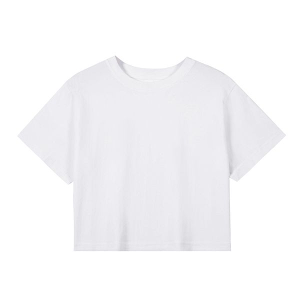 Women's Half-body Exposed Navel Pure Cotton T-shirt Summer Comfortable Breathable Combed Cotton Short-sleeved Solid Color Small White T-shirt Women's_ecoleips.com