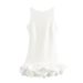 Women's Clothing Style Fashion White Sleeveless Short Ruffle Dress_ecoleips.com