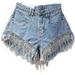 2023 Summer New Pink Denim Shorts For Women With Heavy Rhinestone Design, High Waist, Slimming, Trendy A-line Hot Pants_ecoleips.com