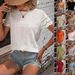 Women's Clothing Simple Solid Color V Casual Short Sleeved Shirt_ecoleips.com