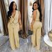 Women's Clothing Fashion Casual V Neck Button Top Trousers Two Piece Suit_ecoleips.com