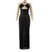 2024 Summer New Women's Fashion Halter Neck Sexy Hollow Out See-through Slim Fit Bodycon Dress_ecoleips.com