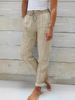 Women's Casual Striped Solid Color Cotton Linen Loose Long Pants Home Pants_ecoleips.com
