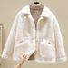 Women's Clothing Polo Collar Fleece Jacket For Women New Autumn And Winter Korean Style Short Granular Fleece Small Size Coat_ecoleips.com