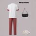 Women's 2-Piece Summer Short Sleeve Outfit Casual Loungewear Set With Color Block Print Breathable Summer Fabric_ecoleips.com