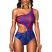 Sexy European American Style Bikini One Shoulder Snakeskin Print Slimming One Piece Swimwear For Women Wire-Free Chest Pad_ecoleips.com