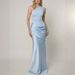 Women's Sleeveless Slim Fit Ruched Panel Solid Color Bodycon Mermaid Hem Maxi Dress – Elegant Party Gown_ecoleips.com
