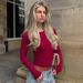 Women's Slim Fit T-Shirt European American Style Solid Color round Neck Long Sleeve Fashionable Pleated Top for Autumn 2025_ecoleips.com