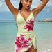 Lily Print One Piece Swimsuit Skirt Style Crossback Open Back Bikini European American Women's Hot Spring Resort 2026 New Cross Border_ecoleips.com