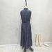 Blue Sleeveless Long Dress For Women Waist Tie Design Faux Denim Single Breasted Multi Button_ecoleips.com