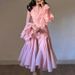 Women's Clothing Ruffled Dress For Women In Summer New Style Fashion High Collar Long Sleeve High Grade Waist Mid Length Skirt_ecoleips.com
