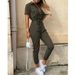 Aria Basics Summer 2025 European And American Women's Clothing Long Pants Casual Turn-Down Collar Buttoned Printed Belt_ecoleips.com