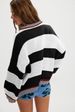 K Color Blocking Striped Sweater Women's Pullover Fashionable Knitted Loose Lazy Style Top Knitted Sweater Women_ecoleips.com
