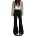 Black Fleece-lined Flared Jeans For Women, 2025 Autumn And Winter New Style, High-waisted, Loose, Stretchy, Plus-size,_ecoleips.com