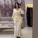 V-Neck Button Front Long Sleeve Knit Cardigan With Matching Pencil Skirt Set - Versatile Casual & Office Wear (XS-XXXL, Black/Cream/Brown)_ecoleips.com