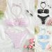 Women's Clothing Striped Swimsuit Sexy Three Point Bikini Split Swimsuit Women Summer_ecoleips.com