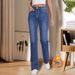 Women's Fleece-Lined Winter Jeans – High-Waisted Stretch Denim With Cozy Inner Fluff, Zip & Button Closure | Relaxed Fit, Blue Wash | S-XL_ecoleips.com