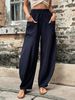 K Women's Pants, Solid Color Pocket Casual Pants, Elastic Pants, Long Pants_ecoleips.com