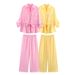 ZA Foreign Trade European American Women's Clothing 2025 Summer New Safari Style Turn-down Collar Long Sleeve Shirt And_ecoleips.com
