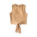 Women's Clothing Sexy Big Backless Short Vest T Shirt Female Summer Round Neck Back Bow Tie Hollow Short_ecoleips.com