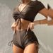 Solid Color V Neck Sexy Two Piece Swimsuit Bikini Ins Drawstring Boxer Sports Beach Swimsuit Female_ecoleips.com