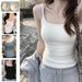 1pcs Girls Padded Bra Tank Top Women Casual Strap Top Vest Female Camisole With Removable Built In Bra Fitness Clothing S M L XL_ecoleips.com